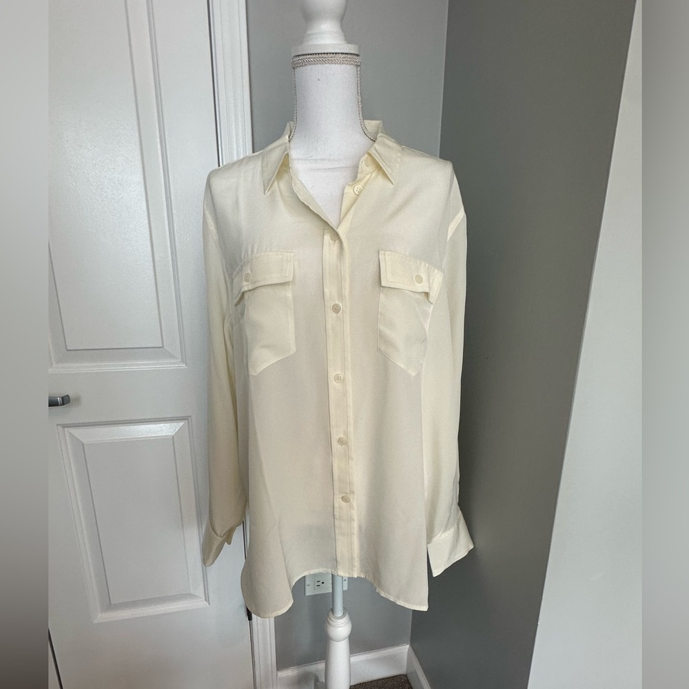 J. Crew Classic Fit Silk Ivory Shirt Size 18